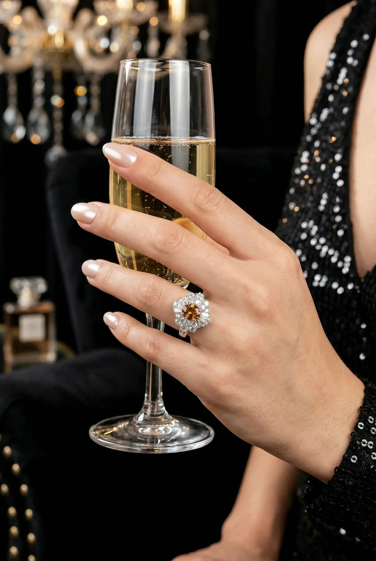 White Gold Citrine & Diamond Ring