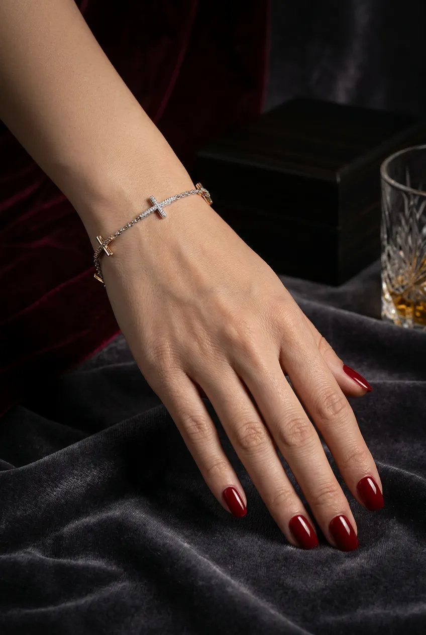 White & Rose Gold Diamond Bracelet