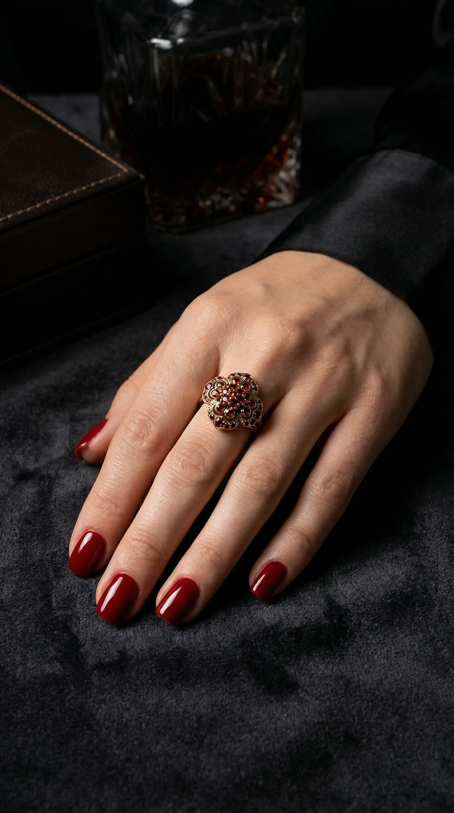 9k Gold Garnet Ring